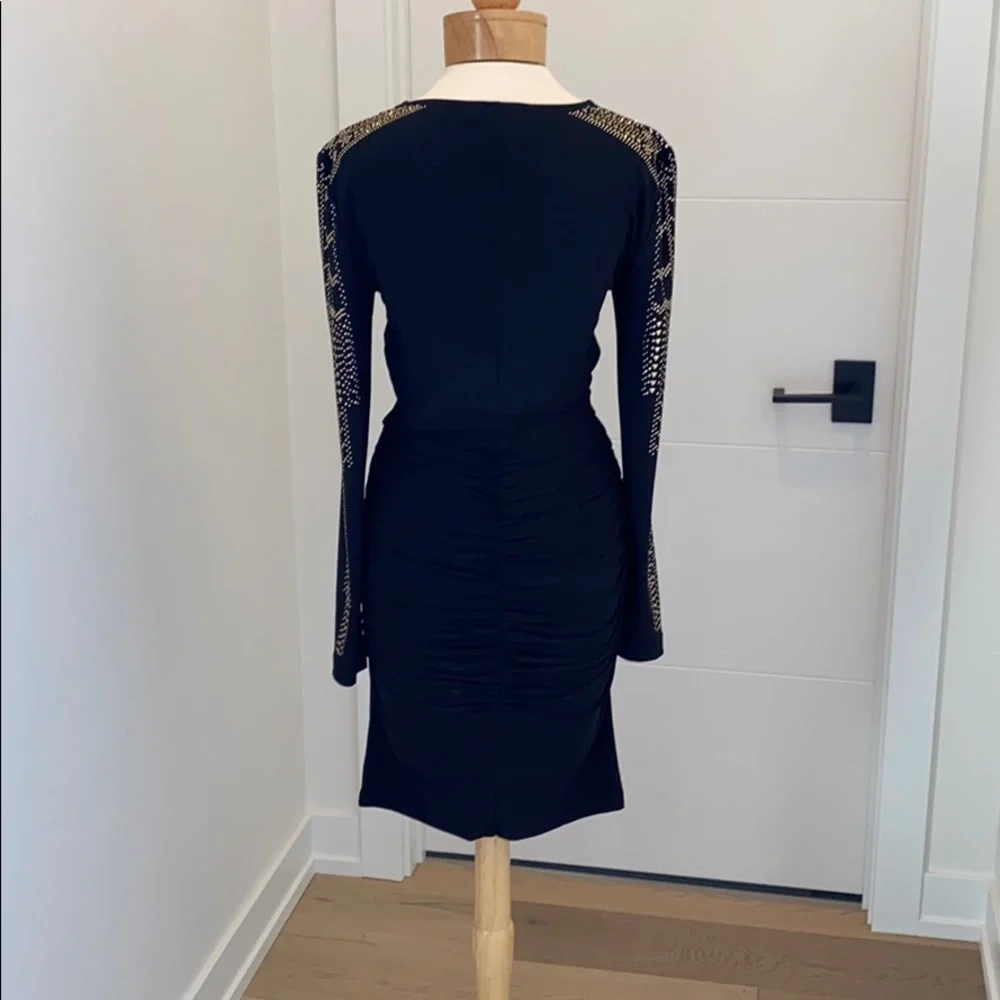 Marina Cocktail Dress with gold jeweled sleeves SM